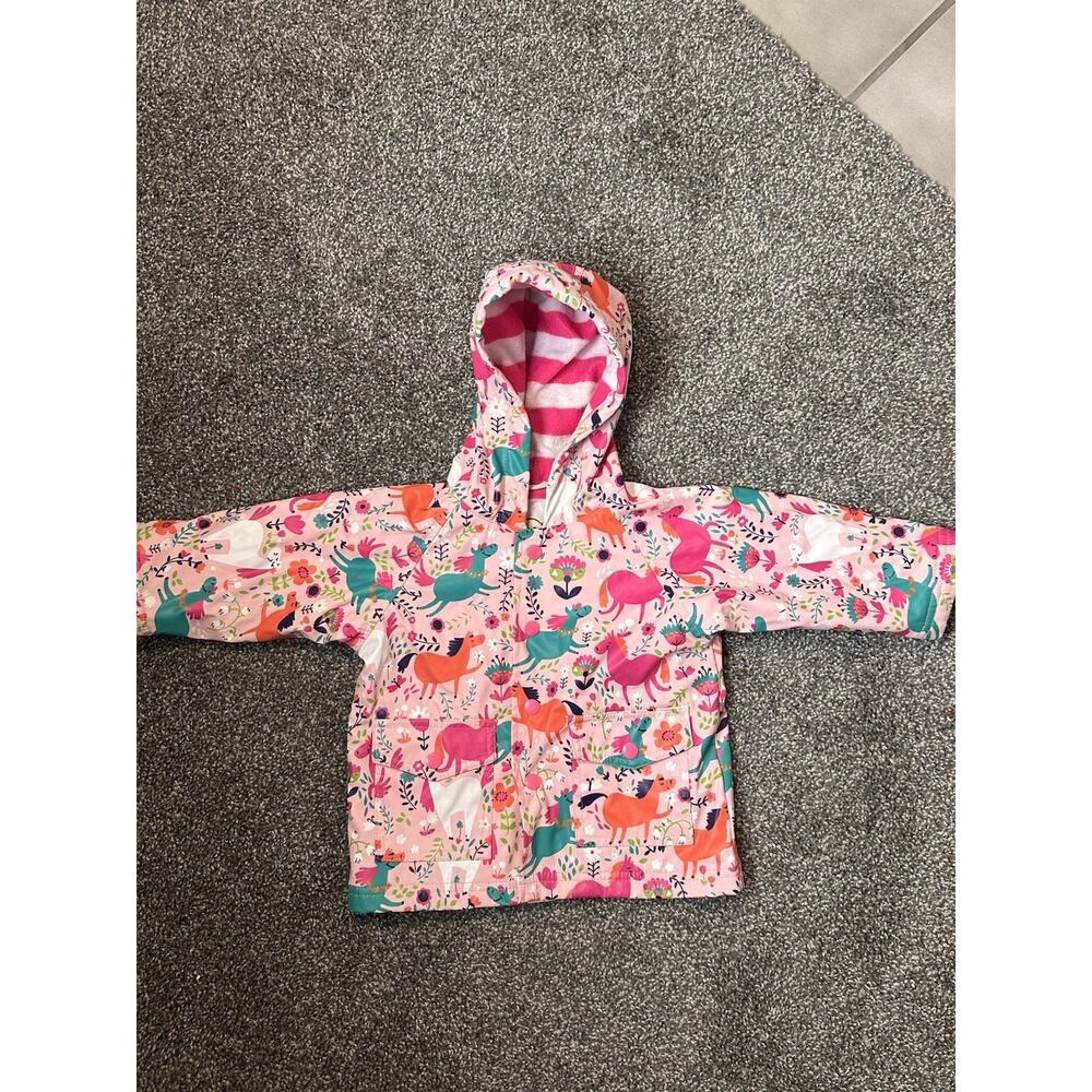 Hatley RARE Girls Magical Horses Zip-Up Lightweight Rain Jacket size 12-18